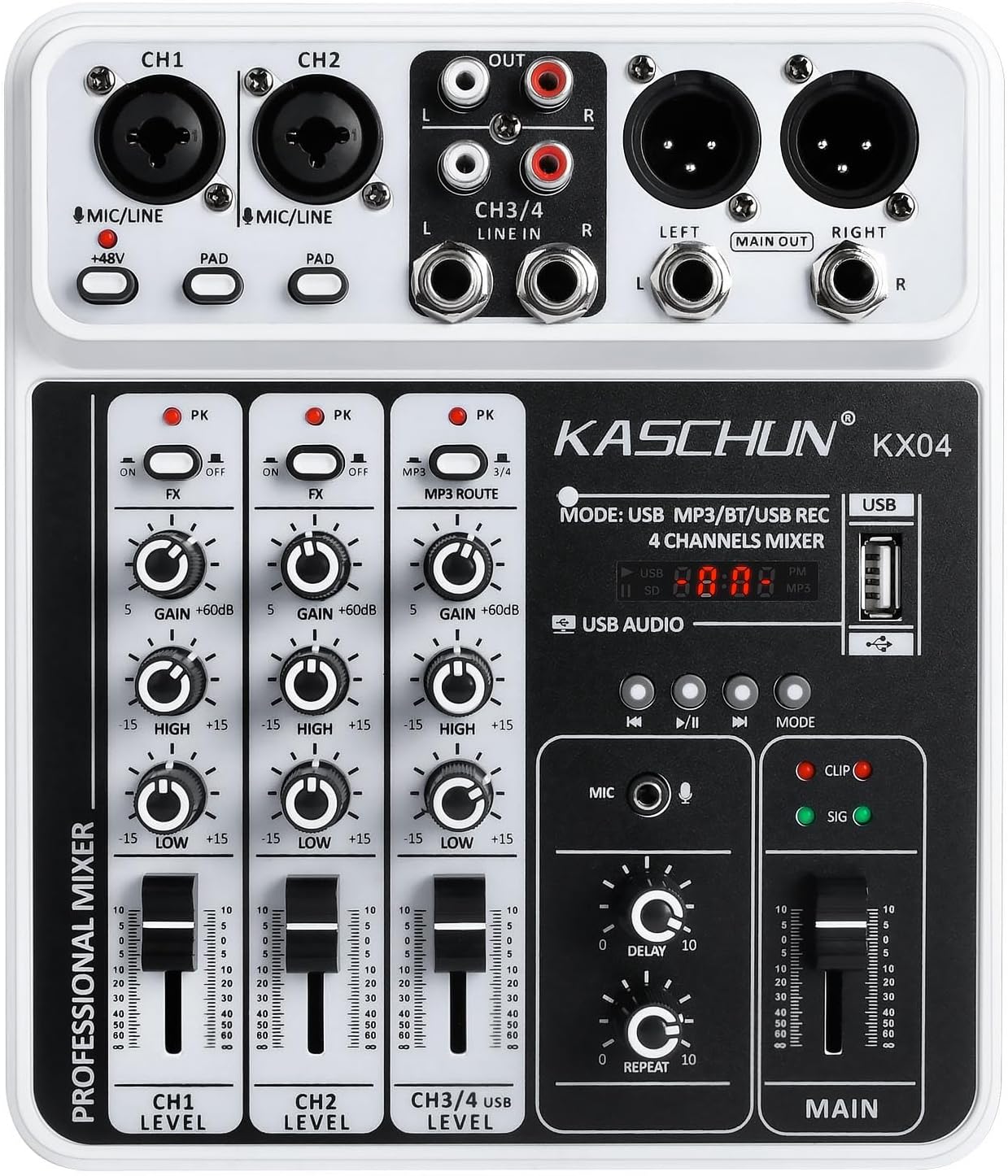 Professional DJ Audio Mixer with Bluetooth and USB Inputs