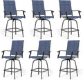 PHI VILLA Outdoor Swivel Bar Stools Set of 6 - Comfortable 30ft High