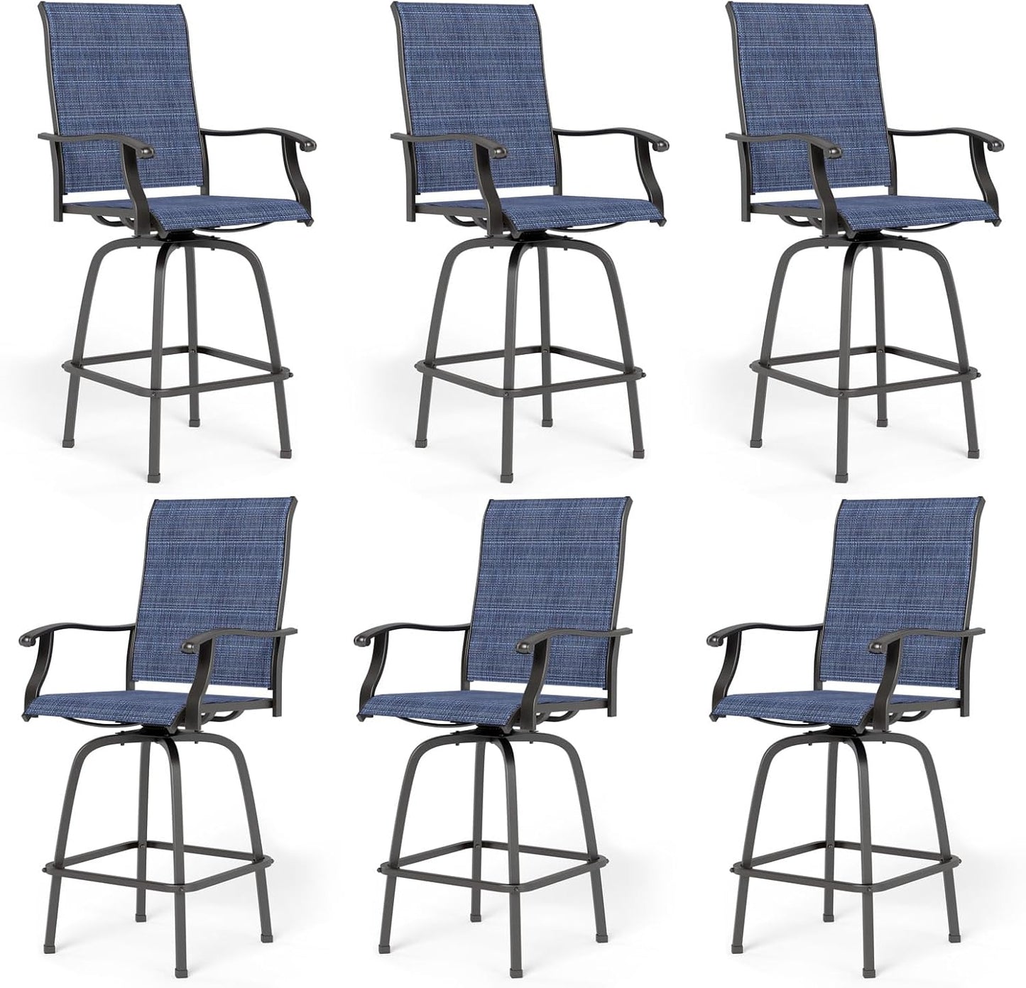 PHI VILLA Outdoor Swivel Bar Stools Set of 6 for Comfort