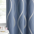 NICETOWN Stone Blue Floral Blackout Curtains for Home Decor