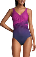 Lands' End SlenderSuit Wrap One Piece Swimsuit - Figure Flattering Fit