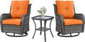 Outdoor Swivel Rocker Wicker Chairs Set of 3 - High Back Swivel Patio