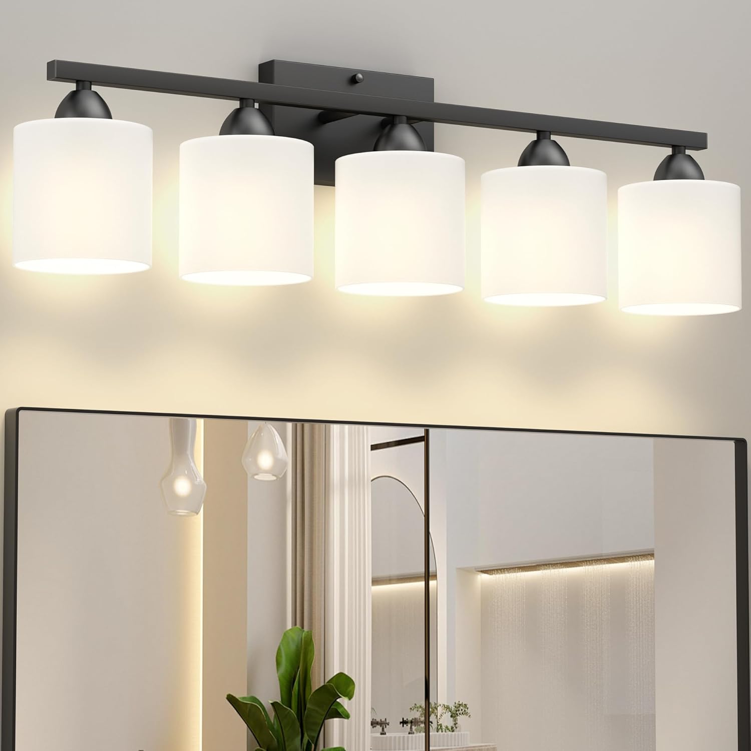 Black Bathroom Lighting Fixtures Over Mirror for Modern Spaces