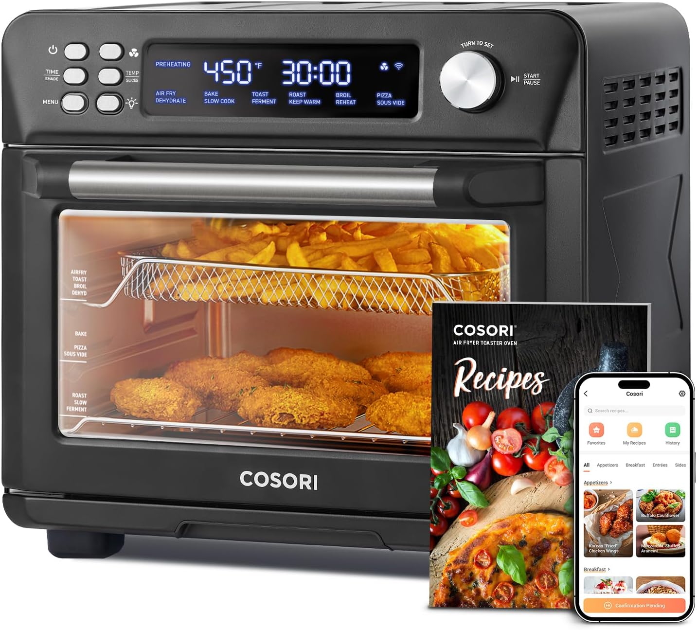 COSORI 11-in-1 Air Fryer Toaster Oven Combo - 94 Recipes, 3 Accessories
