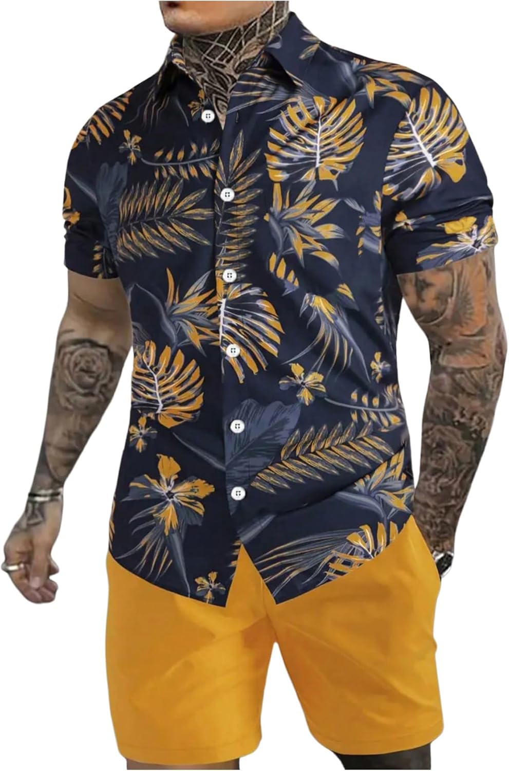 GORGLITTER Men's Vacation Beach Outfits 2 Piece Set for Fun