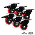 Caster Wheels Heavy Duty 3 in Casters Set of 6 - Quiet Locking Swivel