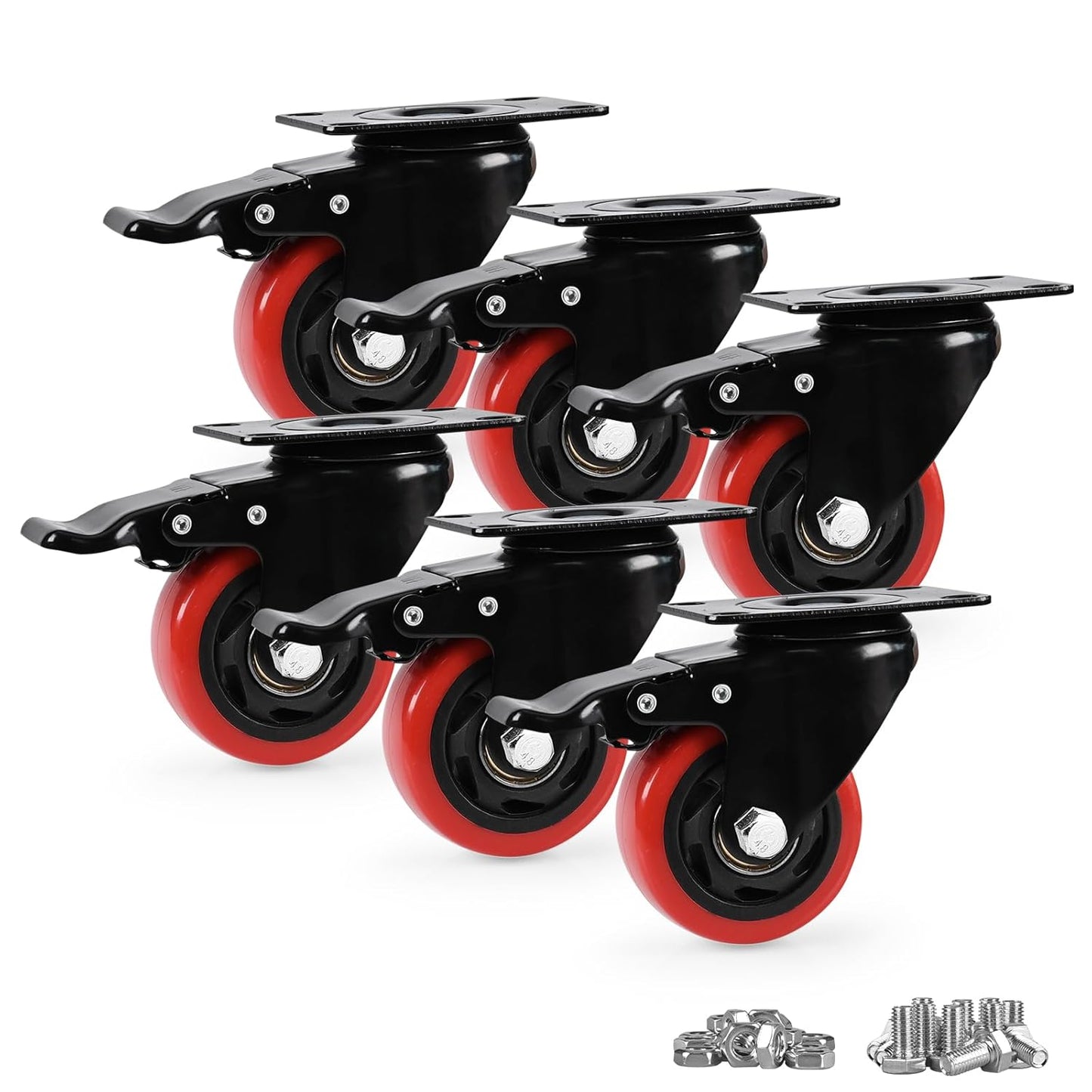 Heavy Duty 3 Inch Caster Wheels Set of 6 for Easy Mobility