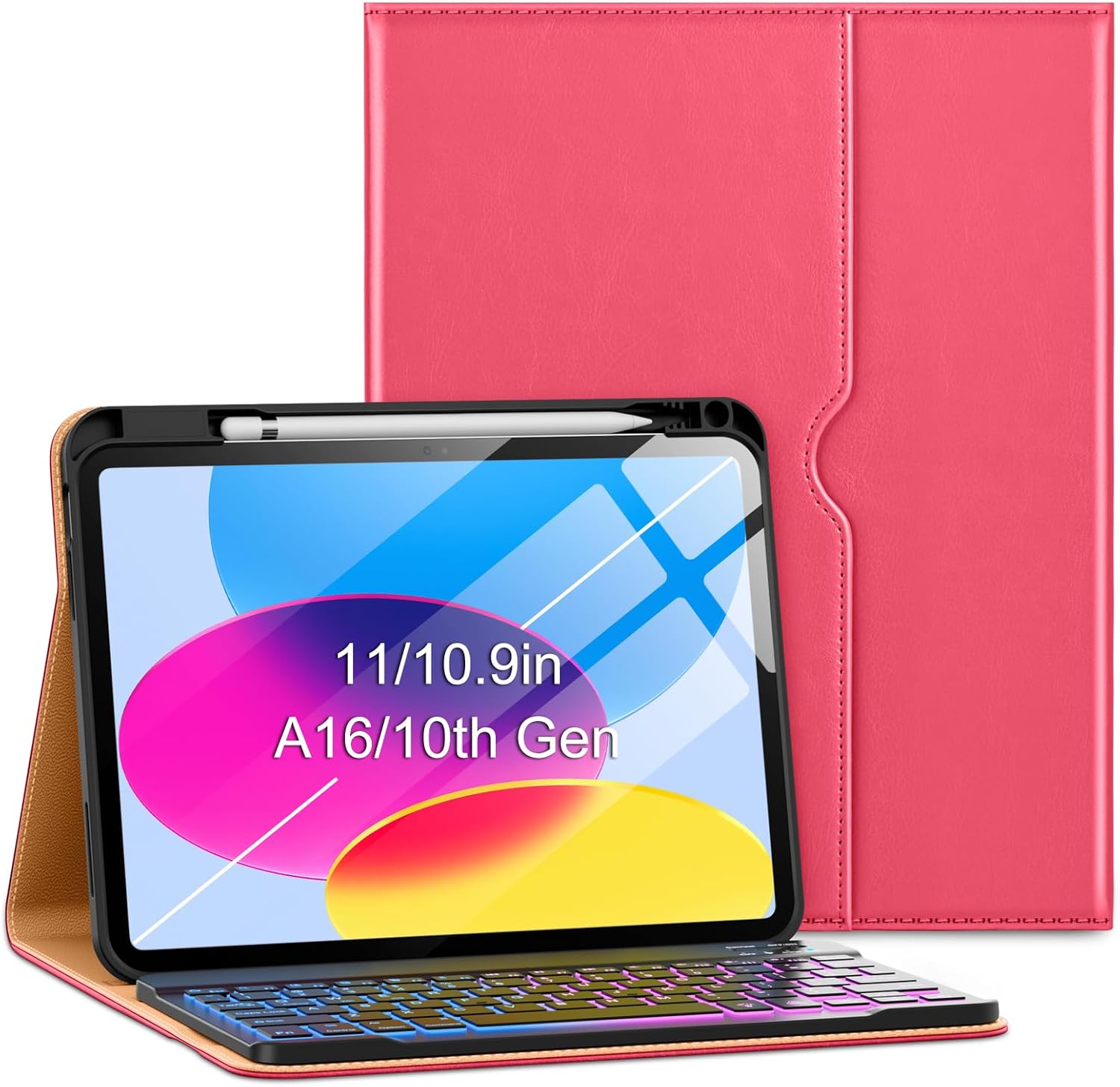 VIKESI Keyboard Case for iPad 11th Gen with Premium Leather Design