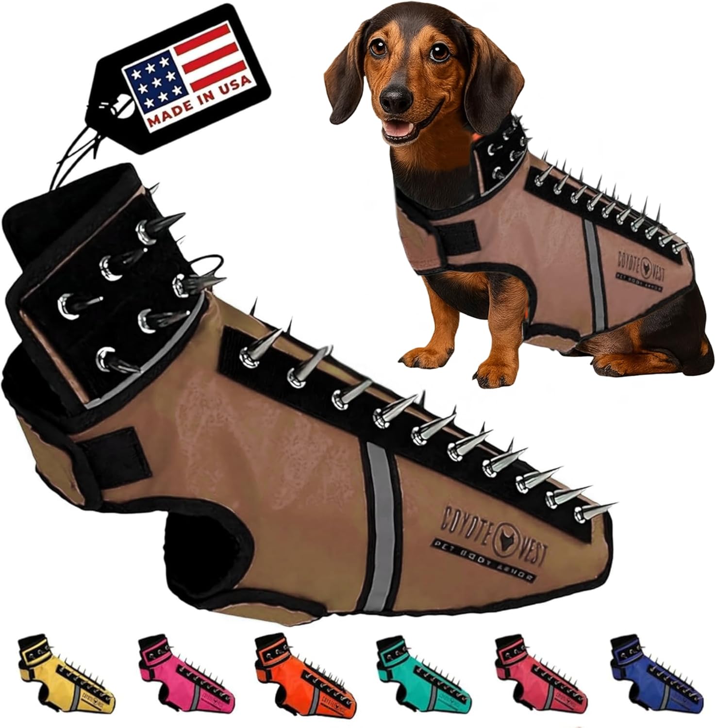 CoyoteVest SpikeVest Dog Harness for Small Dogs, Reflective