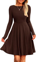 Women's Ribbed Knit Long Sleeve A-Line Short Dress - Cozy Fall Fit