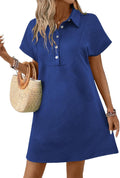 Summer Lapel Collared Dresses for Women - Batwing Short Sleeve Mini