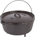 Lodge 10 Quart Pre-Seasoned Cast Iron Camp Dutch Oven - Versatile Camp