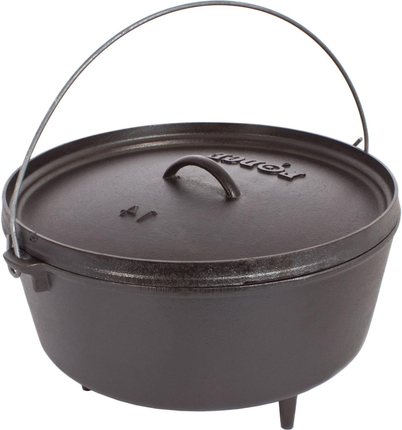 Lodge 10 Quart Pre-Seasoned Cast Iron Camp Dutch Oven for Cooking