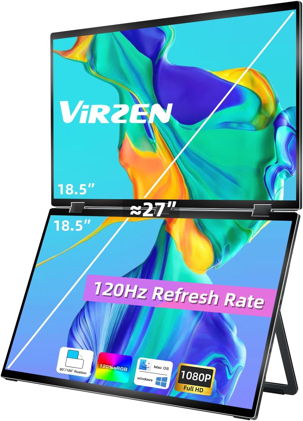 Virzen 18.5 Triple 120hz FHD Monitor - Portable & Rotating!