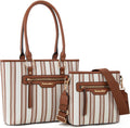 Large Vegan Leather Tote and Crossbody Set for Women - 2Pc
