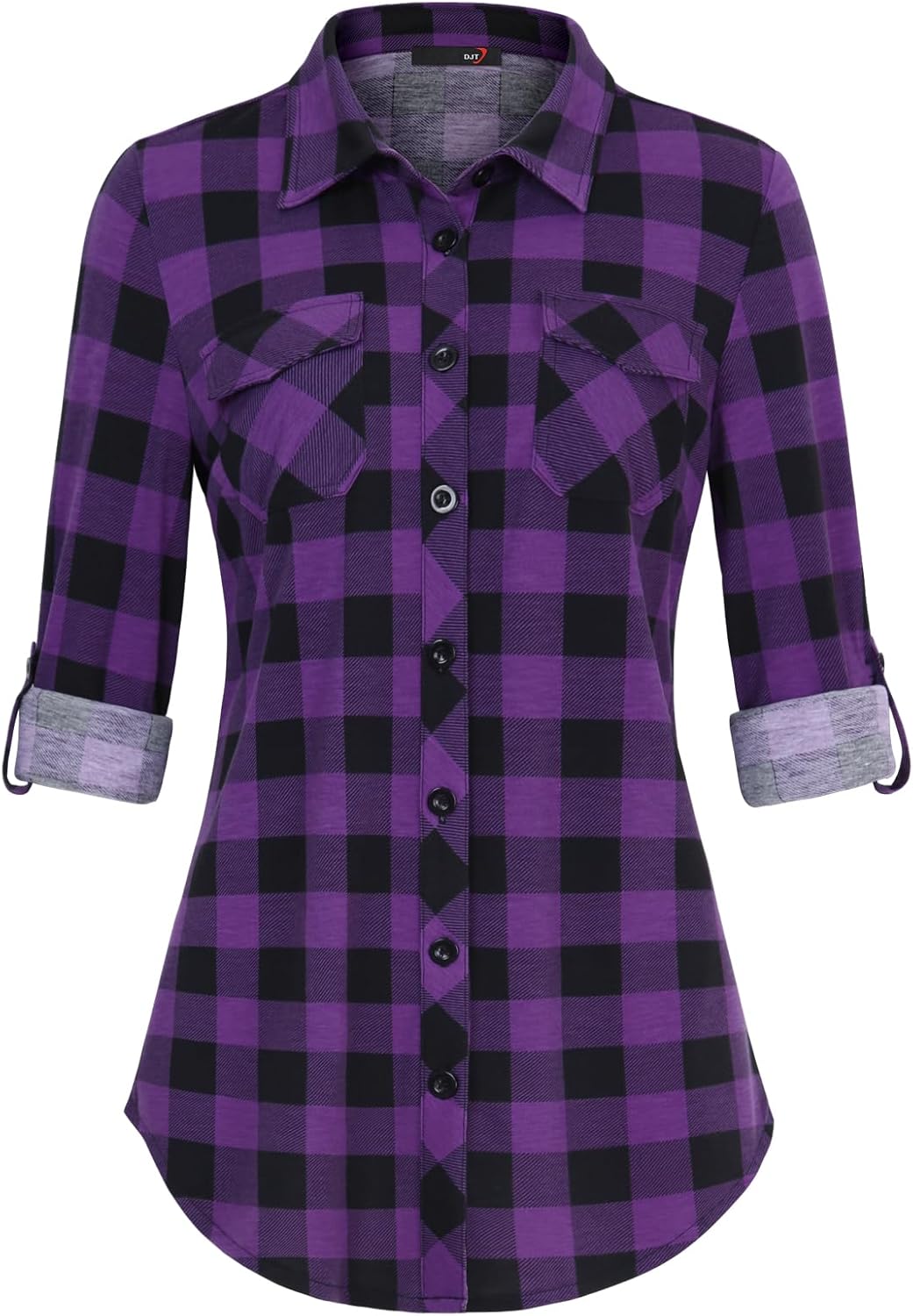 DJT Womens Soft Stretchy Knit Plaid Shirts for Every Occasion