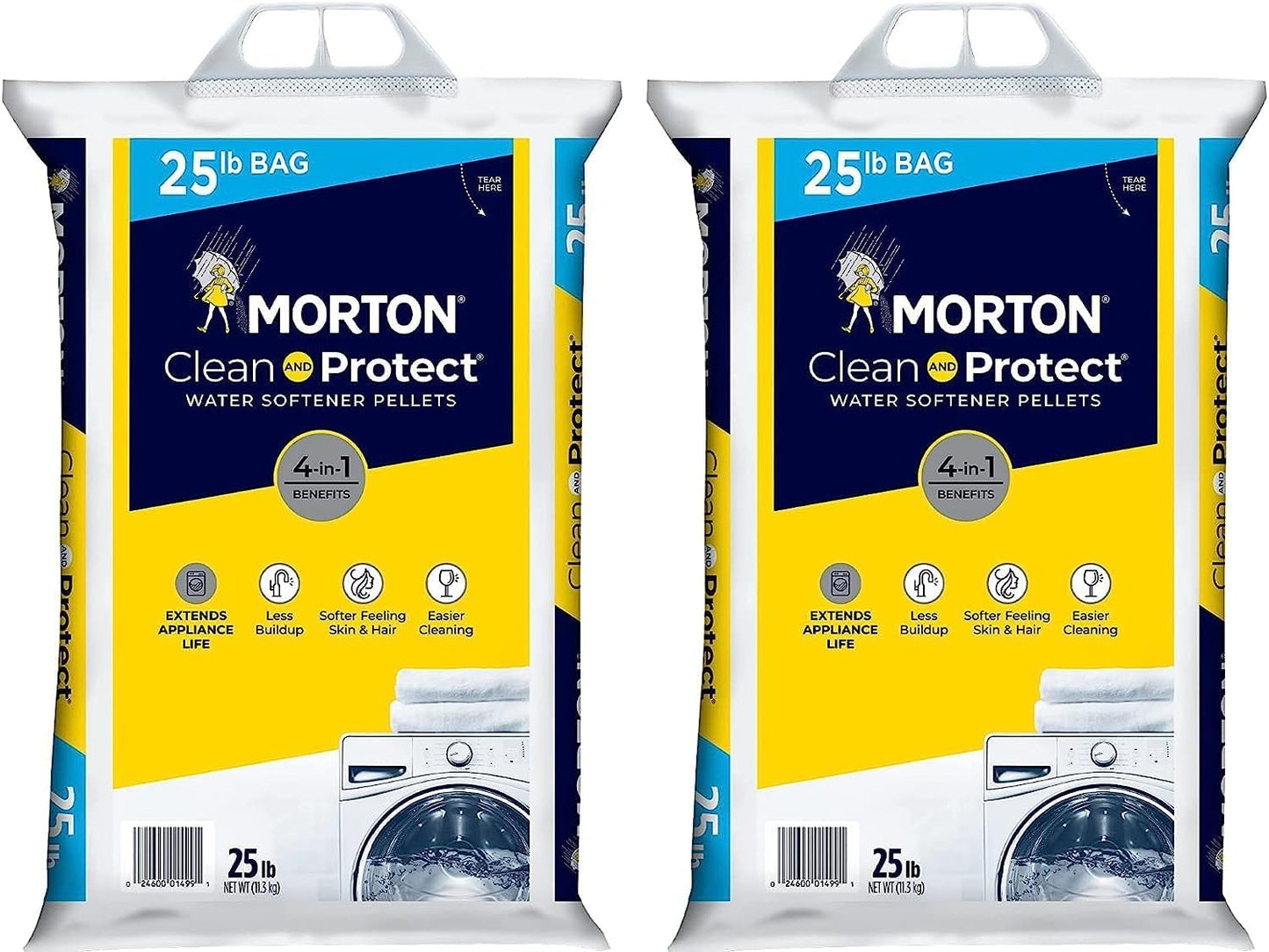 Morton Water Softener Salt - Two 25 Pound Bags for Soft Water