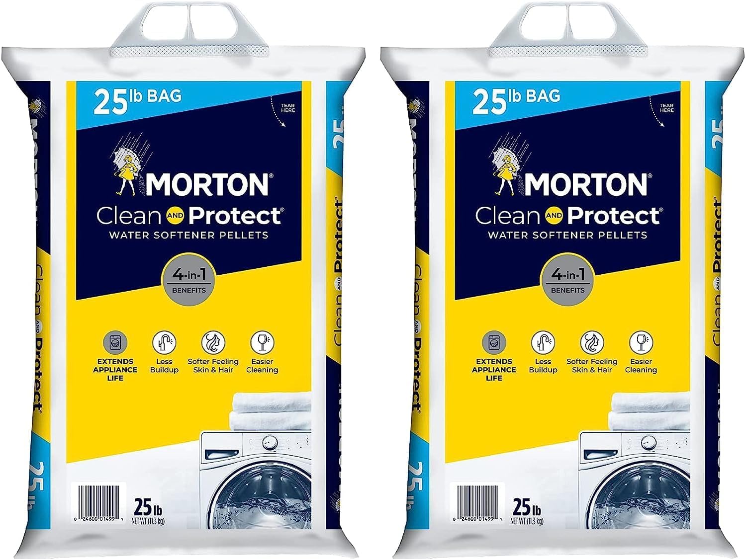 Morton Water Softener Salt - Two 25 Pound Bags for Soft Water