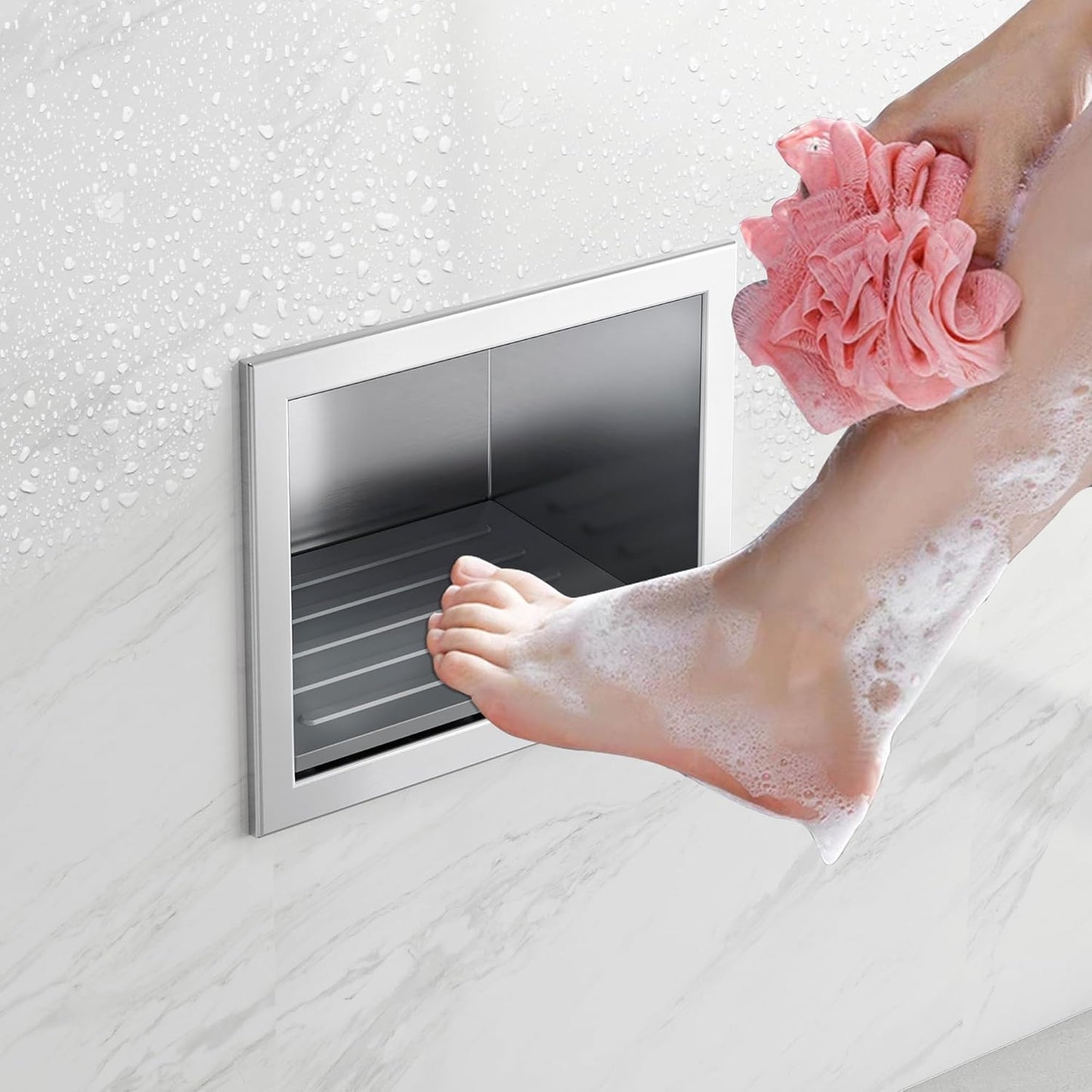 Shower Foot Rest for Shaving Legs, Stainless Steel Niche Design