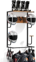 Motorcycle Helmet Holder Wall-Mounted Rack - Rustic Gear Organizer