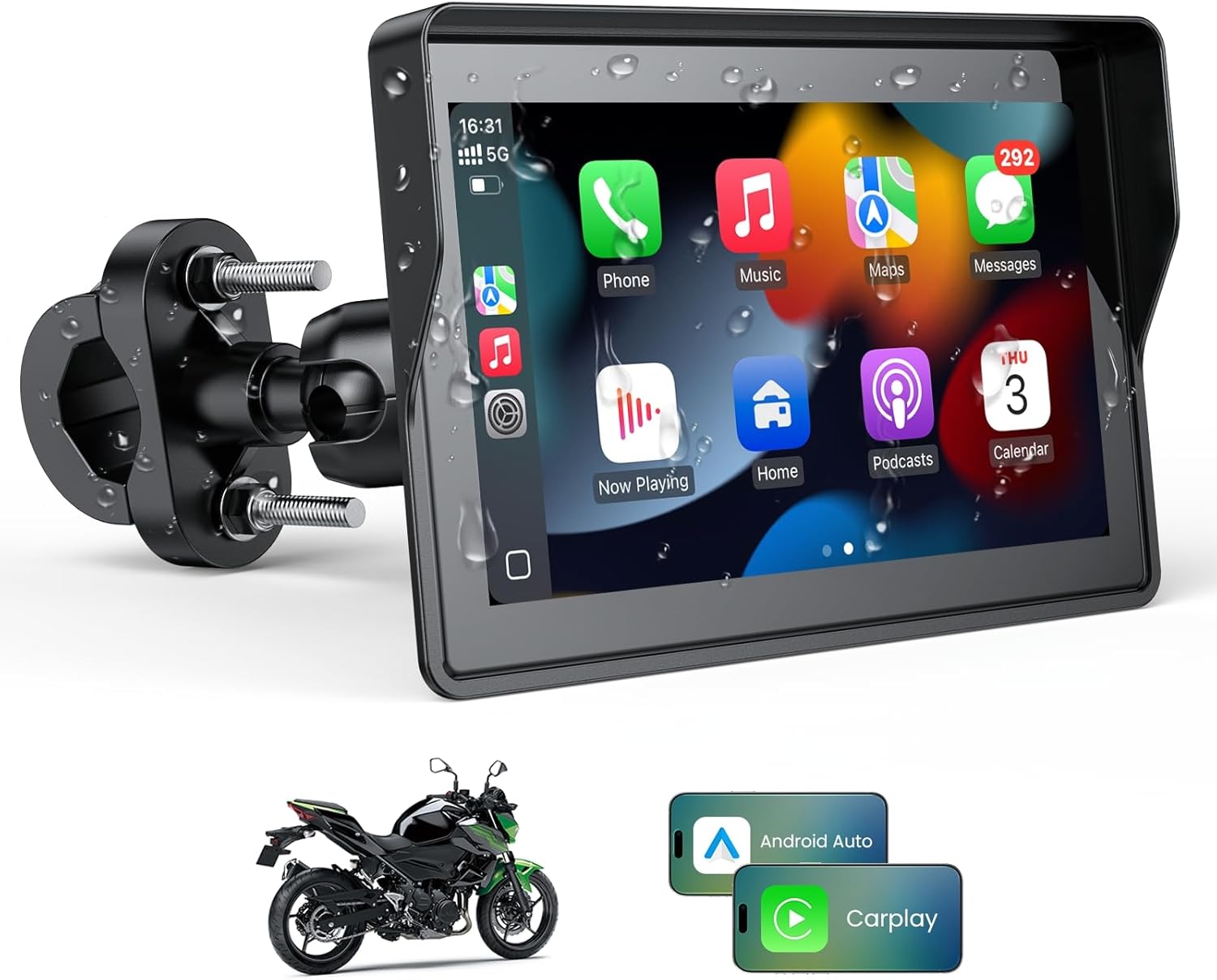 WonVon 5 Inch Motorcycle GPS Navigation System with CarPlay