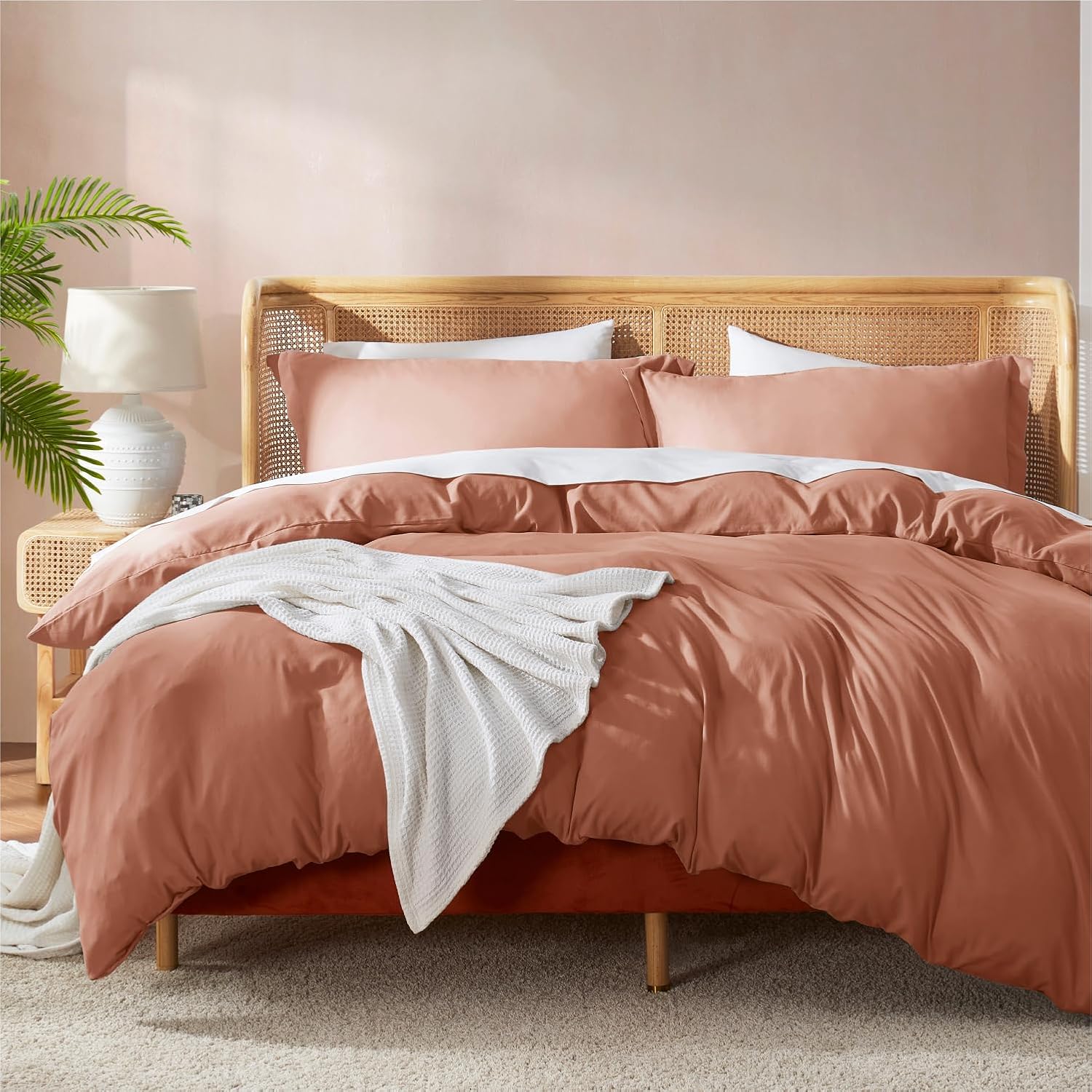Nestl Rust Duvet Cover Queen Size - Soft Double Brushed Set