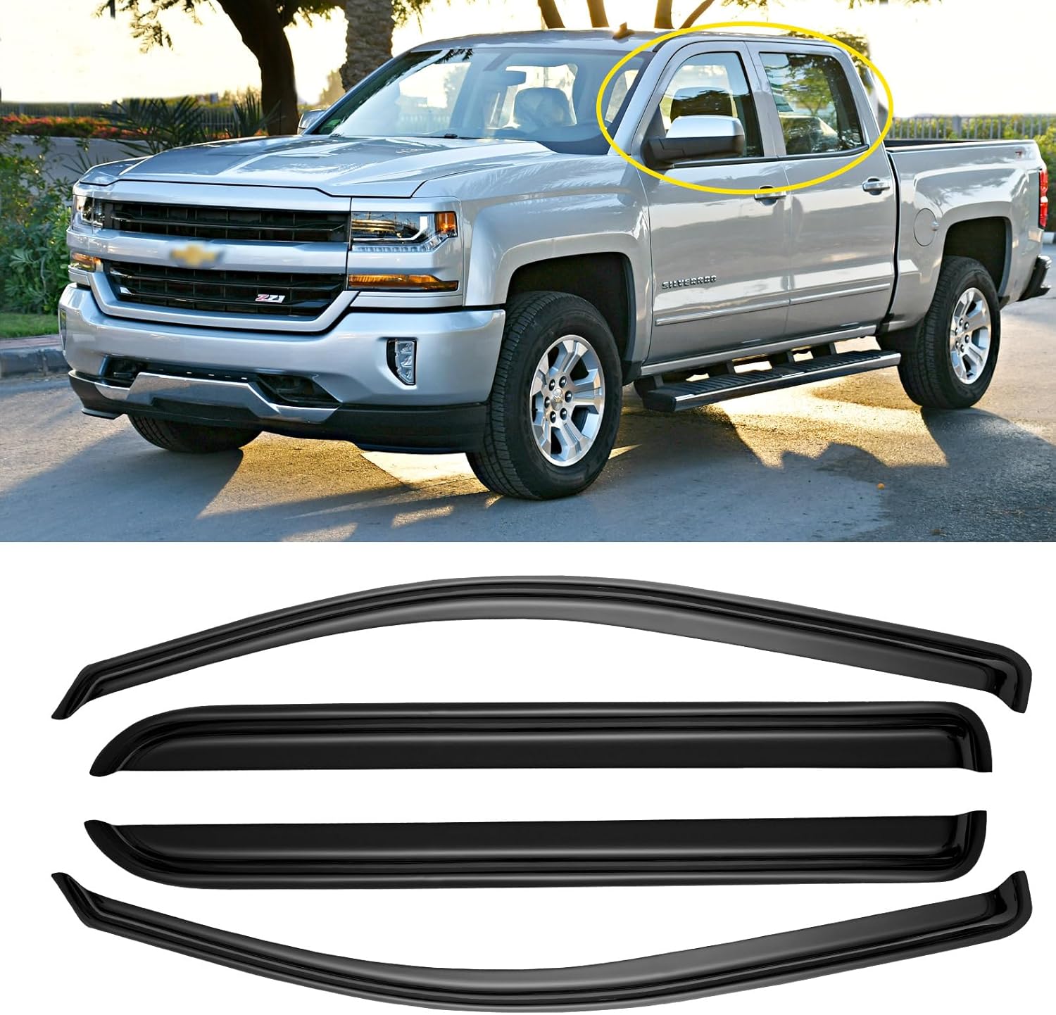 Window Rain Guards for 2014-2018 Chevy Silverado & GMC Sierra