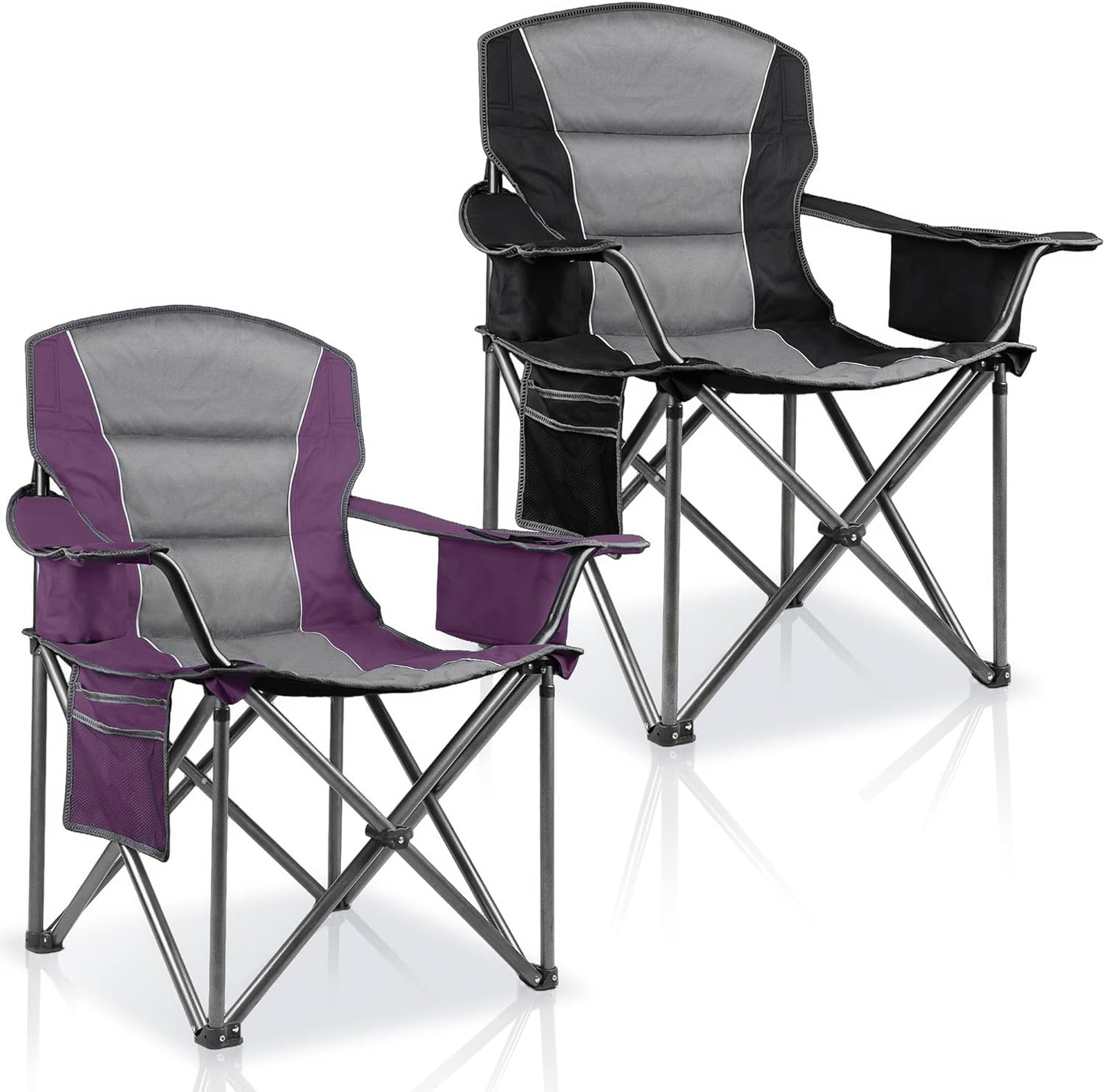 Padded Oversized Camping Chairs for Adults, Heavy Duty Support