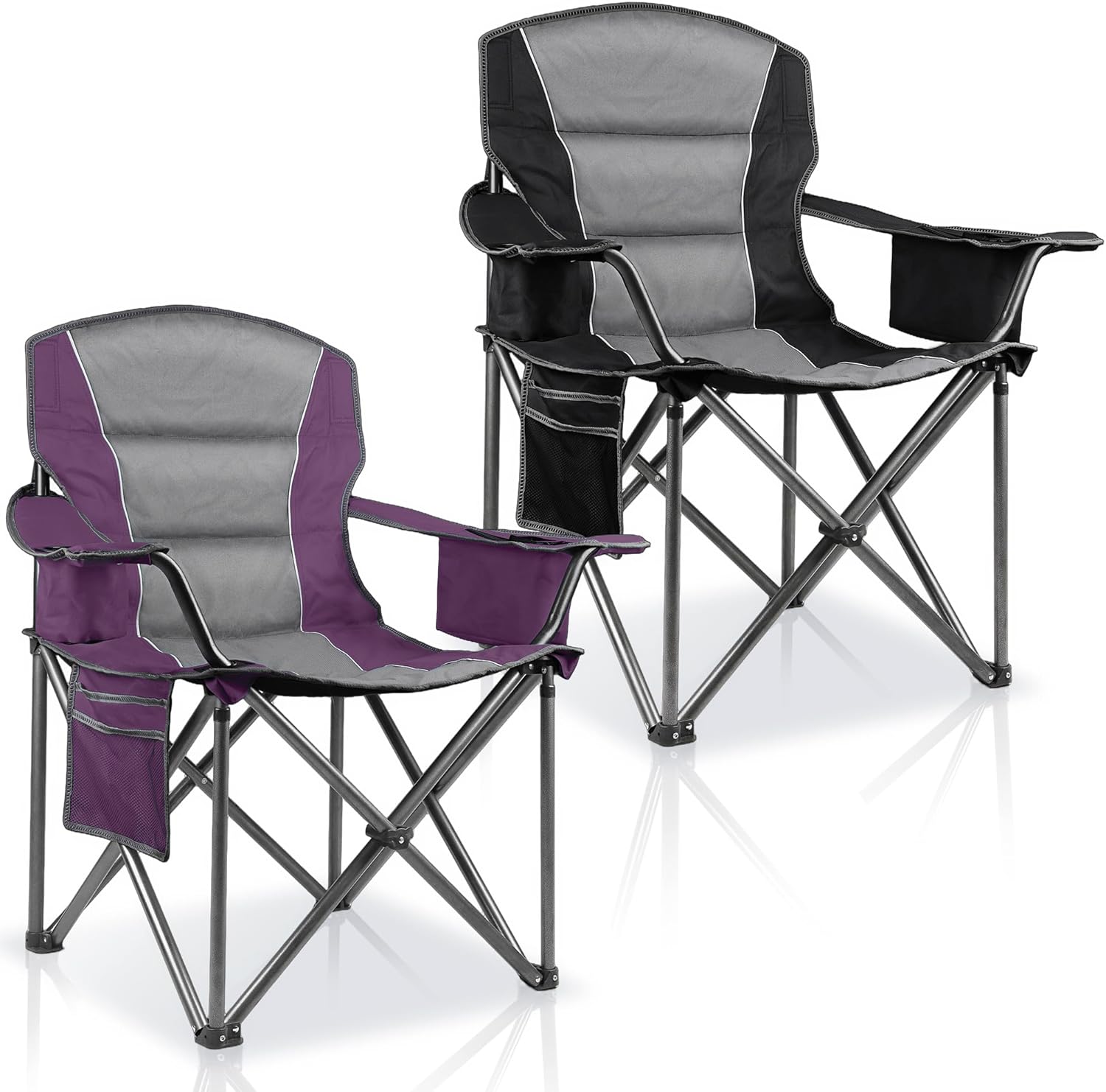 Padded Oversized Camping Chairs for Adults, Heavy Duty Support
