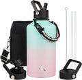 Insulated Water Bottle with Straw 87 oz - Large Triple-Lid Jug
