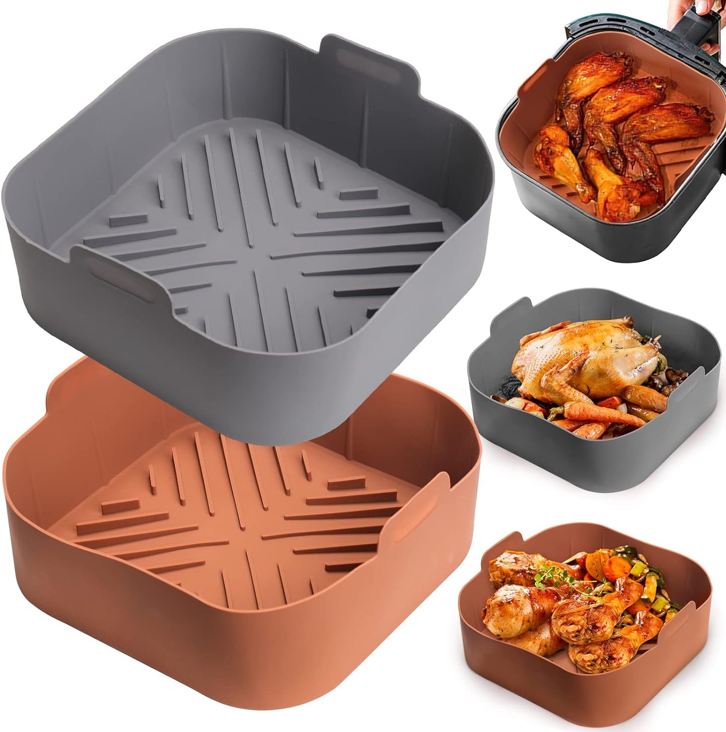 2Pcs Food-Safe Air Fryer Liners - Easy Clean!