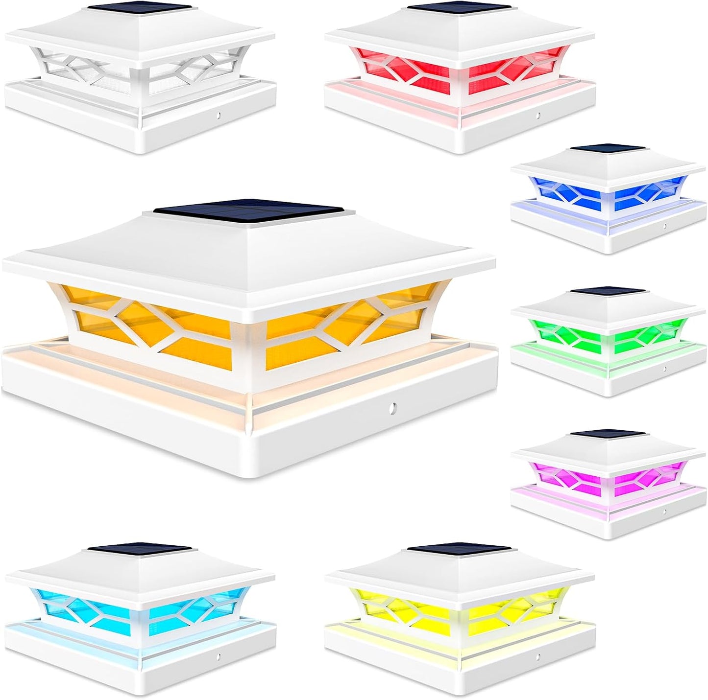 VOLISUN Solar Post Cap Light Outdoor Waterproof RGB Color Changing