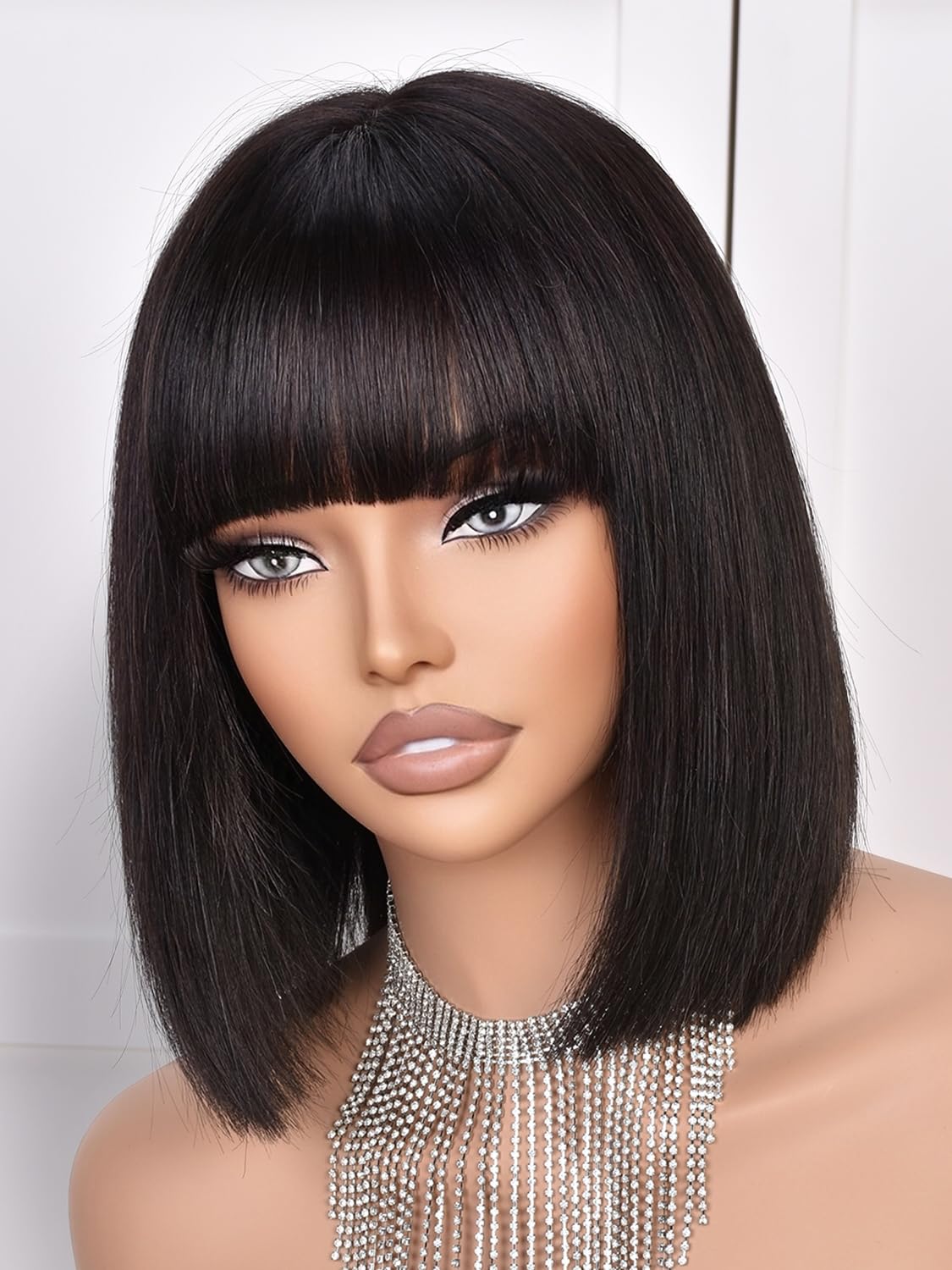 210% Density Bob Wig with Bangs for Effortless Style and Comfort