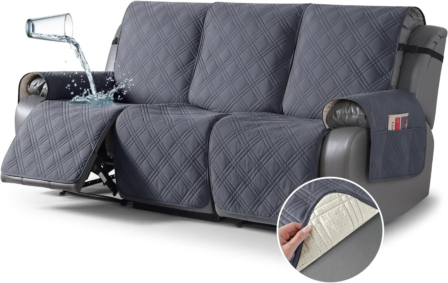 Waterproof Recliner Sofa Cover for 3 Seater Reclining Couch