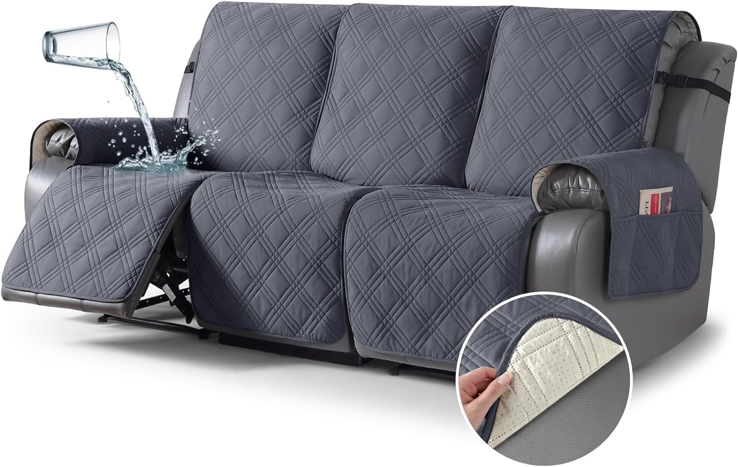 Waterproof Recliner Sofa Cover for 3 Seater Reclining Couch