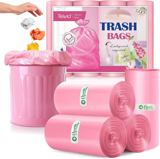 Teivio 4 Gallon Pink Trash Bags - 120 Strong Liners