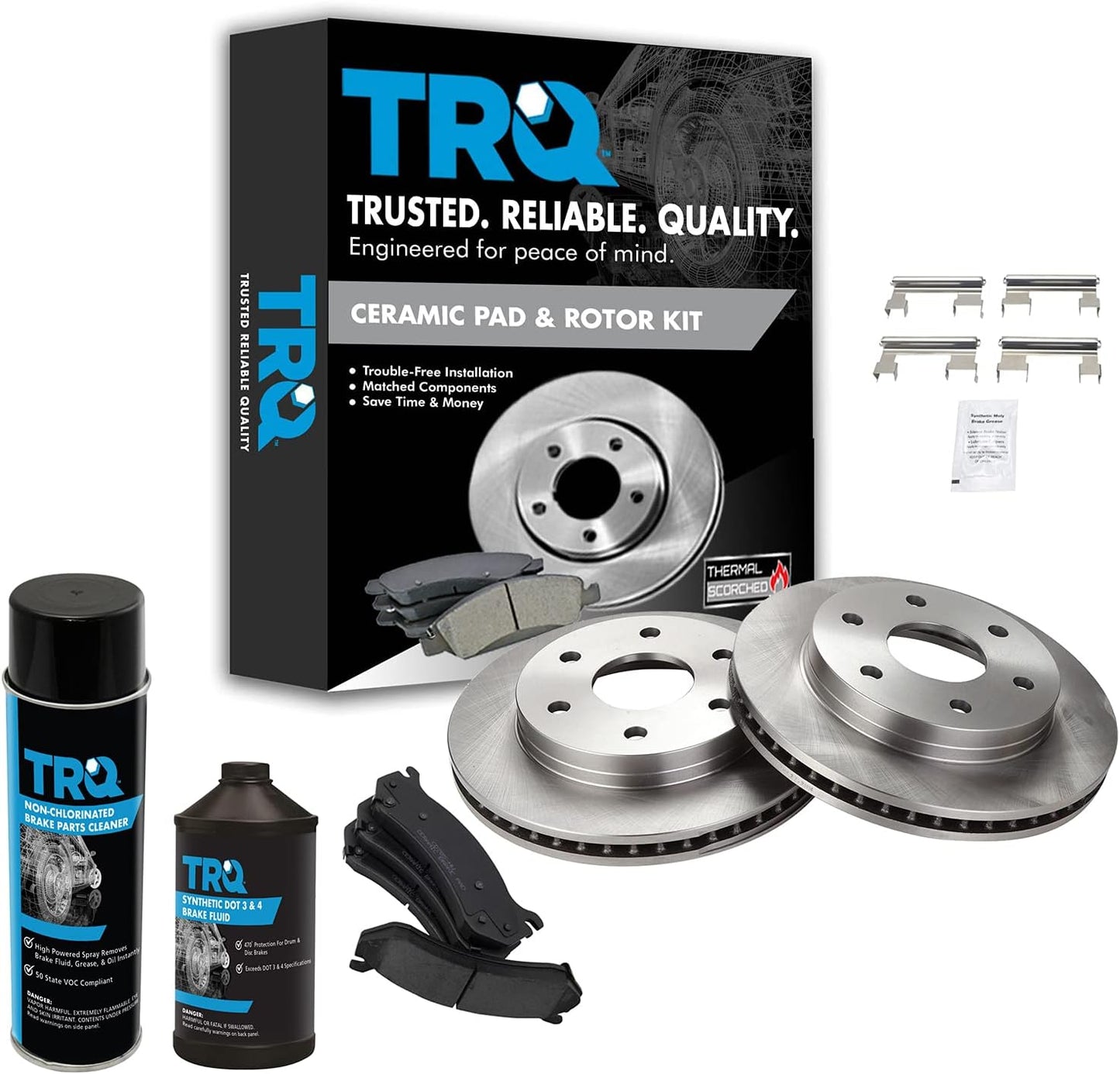 TRQ Front Brake Pad & Rotor Kit for Cadillac and Chevrolet Vehicles