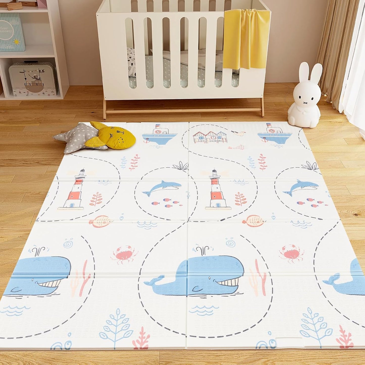 Premium Waterproof Baby Play Mat - Double Sided Pattern - Extra Large 71 x 59 - Aivermeil