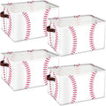 Baseball Storage Bins 4 Pack - Collapsible Fabric Toys Organizer