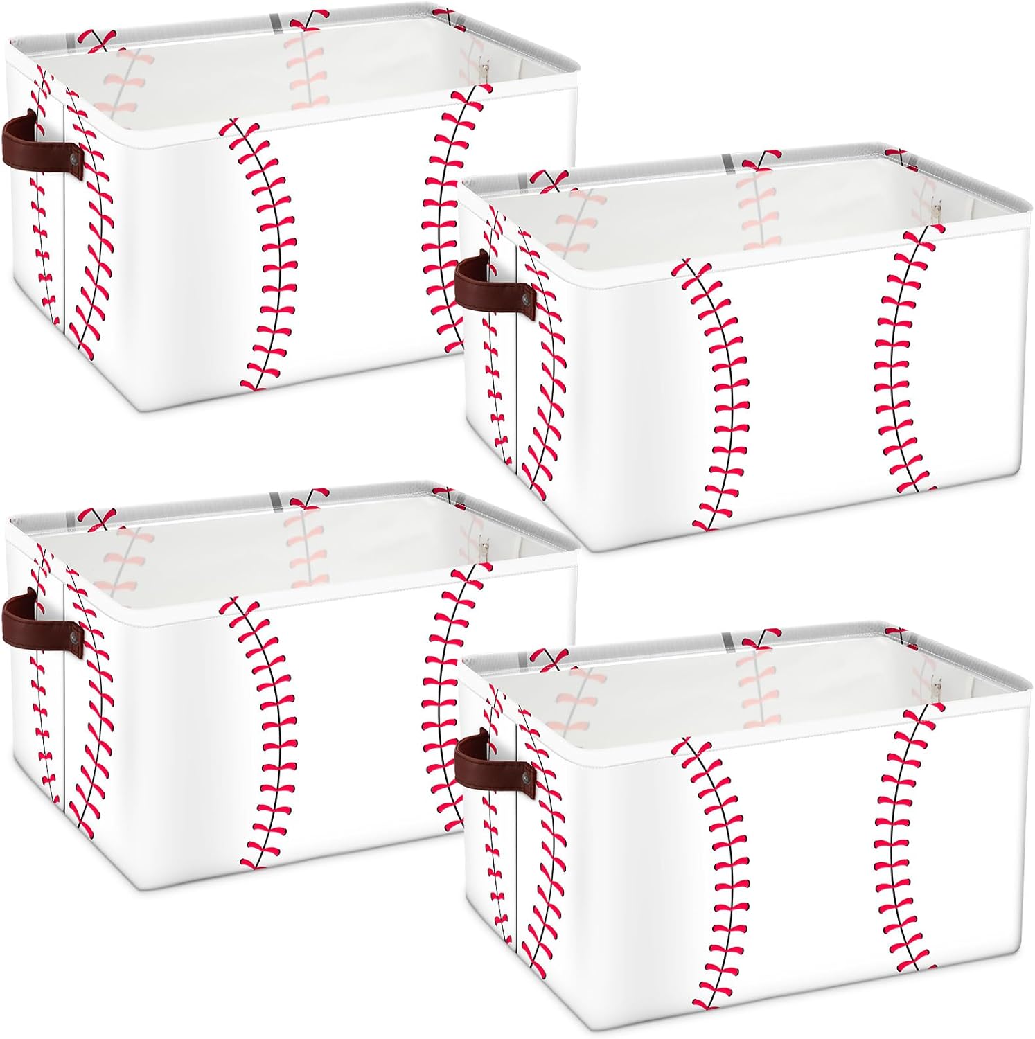 Bokon 4 Pcs Sports Ball Storage Bins for Kids Bedroom Organization