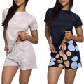 Womens Short Sleeve Pajama Short Set 2-Pack - Lightweight (Style 7CHH)