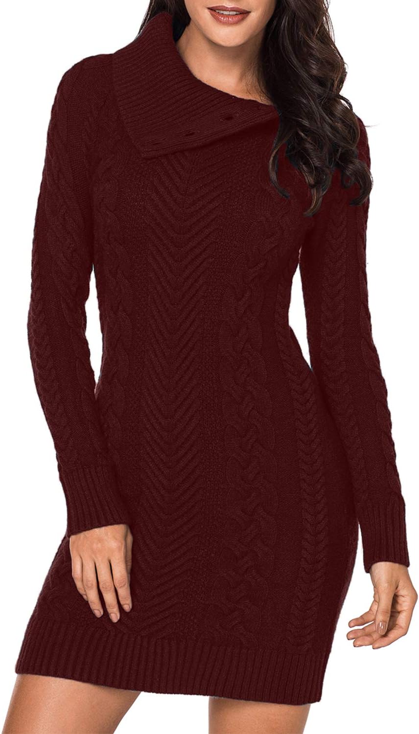 BLENCOT Womens Turtleneck Long Sleeve Chunky Knit Sweater