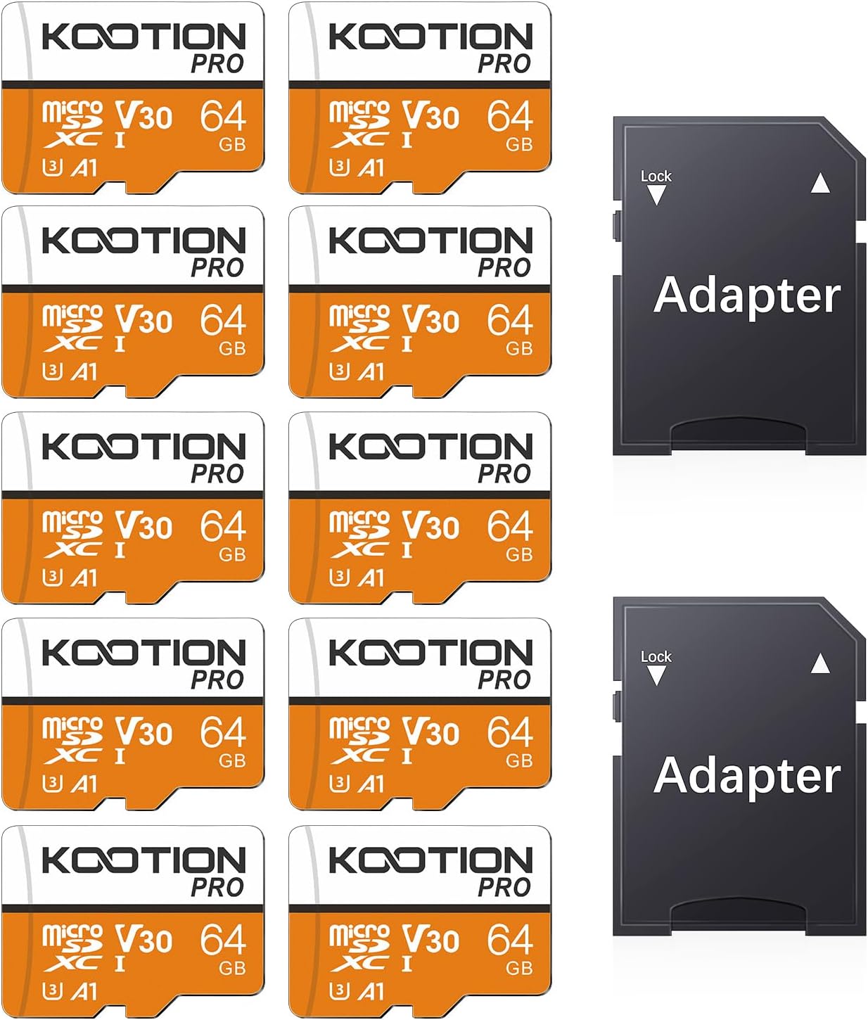 10-Pack KOOTION 64GB Micro SD Cards | 4K UHD Memory