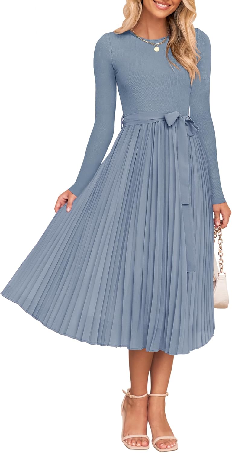 ZESICA Women's Fall Long Sleeve Midi Dress for Every Occasion