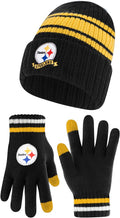 Ultra Game NFL Super Soft Team Stripe Winter Beanie & Gloves