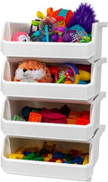 Plastic Storage Organizer Bins Extra Large 4-Pack - Stackable, Open
