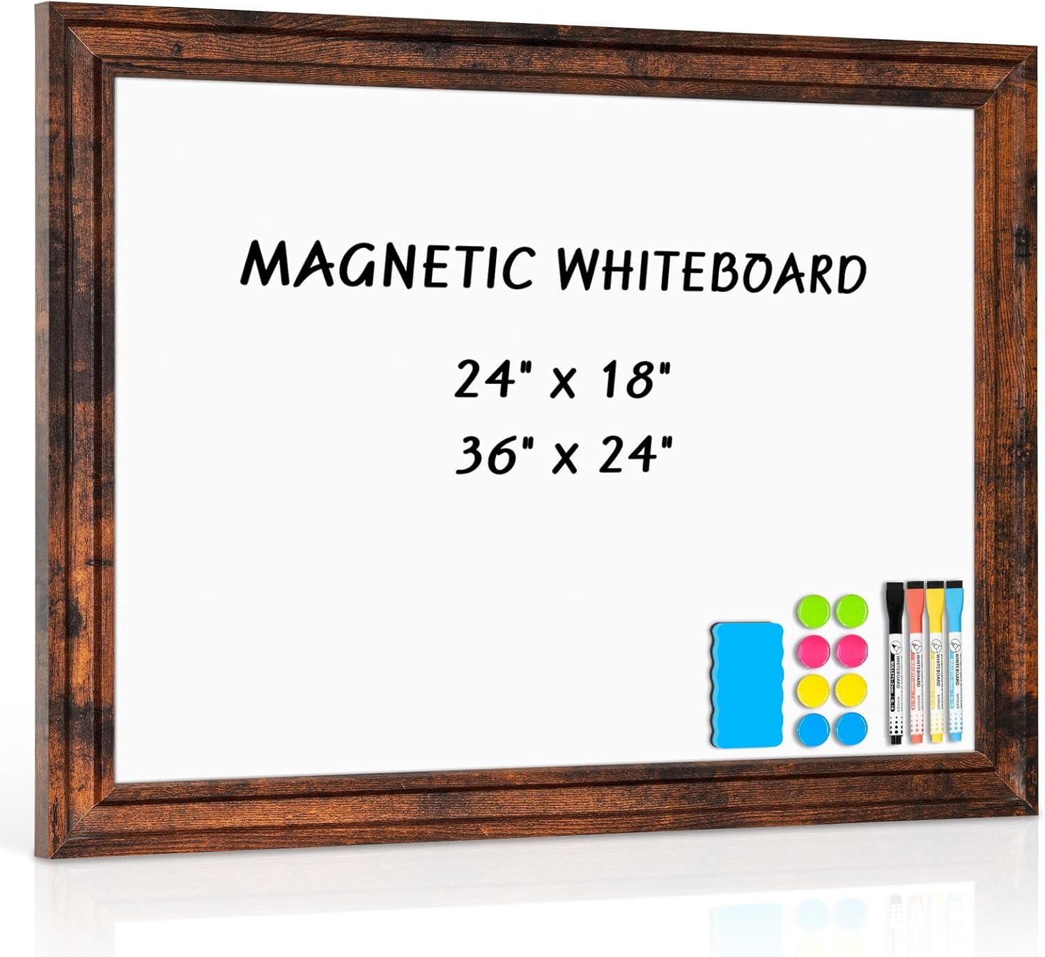 Magnetic Dry Erase Board with Vintage Wooden Frame for Home