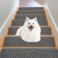 Non Slip Stair Treads for Wooden Steps - Set of 15 Leaf Grey