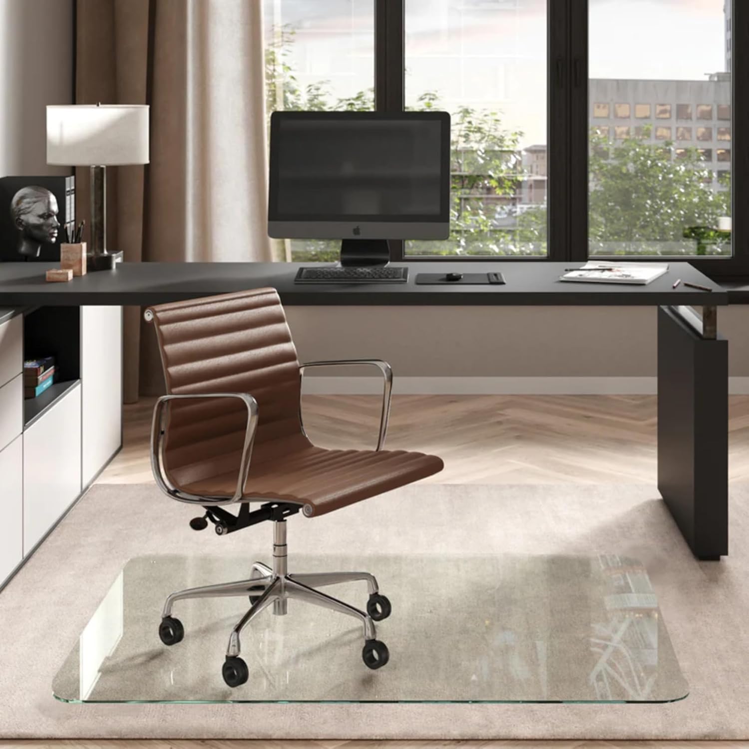 Vitrazza Glass Office Chair Mat 46 x 60 for Home and Office