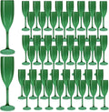 Plastic Champagne Flutes Set of 48 Dark Green Acrylic - Durable Party